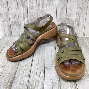 Dankso Lolita Sandals Womens Size 40 US 9 Leather Green Slingback Strappy